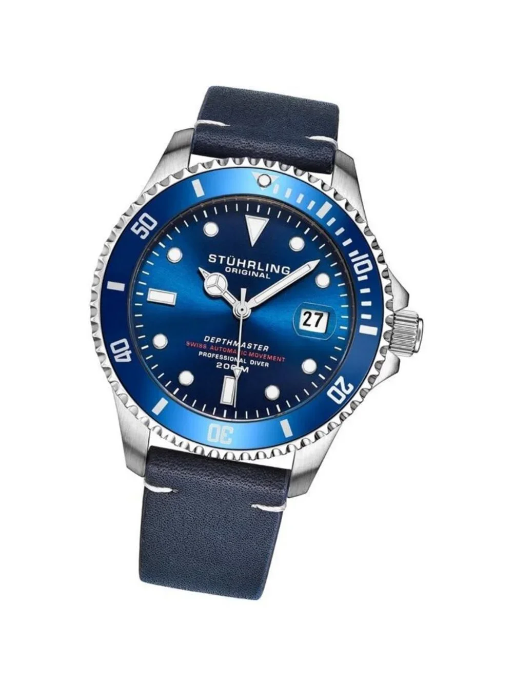 NWT Stuhrling Original Aquadiver Automatic Blue Dial Men's Watch